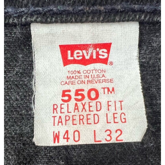 VTG 1994 Levis 550 Red Tab Black Made In USA Relaxed Fit Tapered Leg Mens 40x32 - Picture 10 of 12